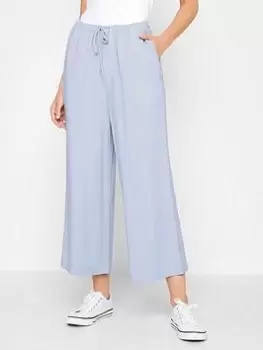 image of Long Tall Sally Linen Blend Cropped Trousers - Light Blue Size 12, Women