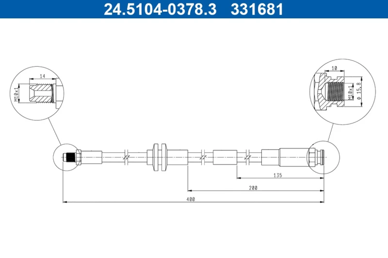 Image of Brake hose ATE 24.5104-0378.3