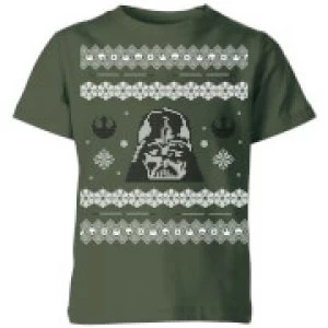 Image of Star Wars Darth Vader Knit Kids Christmas T-Shirt - Forest Green - 11-12 Years