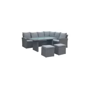 Image of A-mir - PARISIAN Corner Dining Set 1pc 3 Seater sofa with 1 Armrest, 1 pc 2 seater sofa with 2 Armrests, 2 Foot Stools including Cushions and