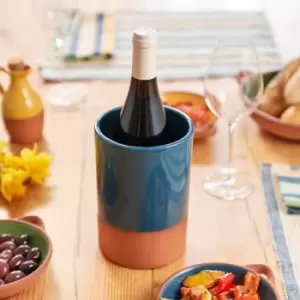 Image of Dexam Sintra Glazed Terracotta Wine Cooler Blue