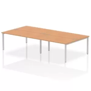 Image of Impulse Bench B2B 4 Person 1600 Silver Frame Office Bench Desk Oak