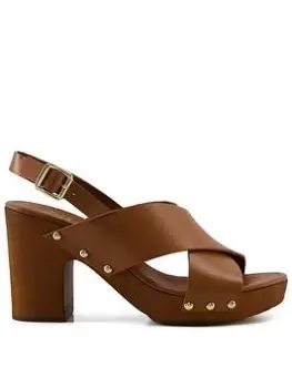 image of Dune London Jingers Leather Cross Strap Clog Sandal, Tan, Size 37, Women