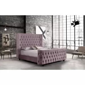 image of Harmony Bed Small Double Plush Velvet Pink