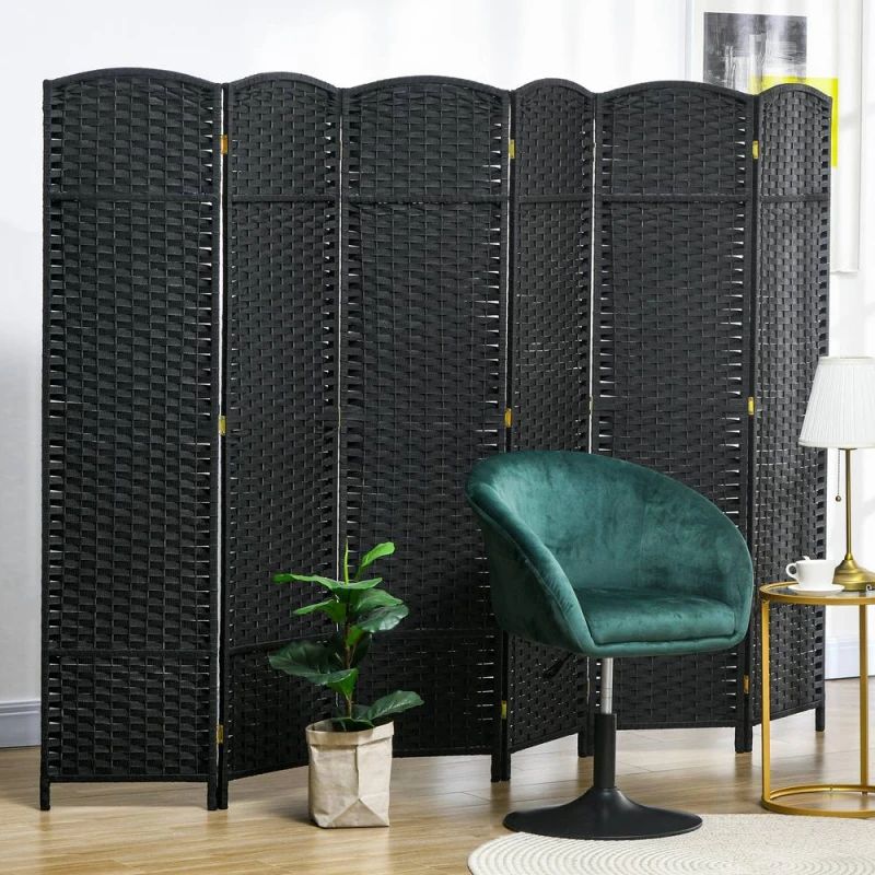 Image of HOMCOM 6 Panel Folding Room Divider, Privacy Screen, 240 x 170cm, Black Size: Large Black Unisex Large