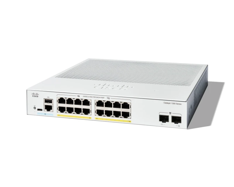 Image of Cat1300 16-port GE Full PoE 2x1G SFP C1300-16FP-2G