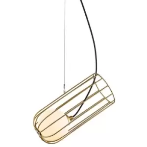 image of Netlighting Modern Hanging Pendant Golden 1 Light with Gold, White Shade, G9 - I