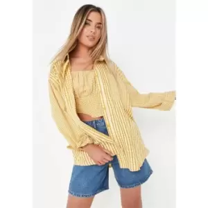 image of Missguided Gingham Check Shirt - Yellow