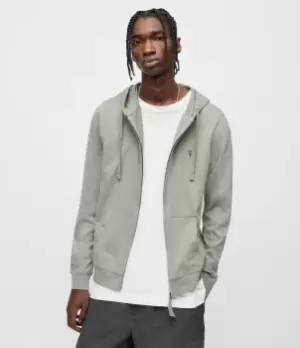 Image of AllSaints Mens Cotton Regular Fit Brace Hoodie, Green, Size: M, Green