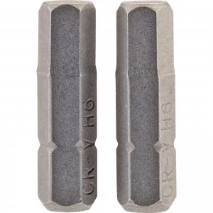 image of Draper Hex Screwdriver Bit Hex 6mm 25mm Pack of 2