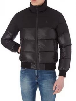 Image of Calvin Klein Jeans Matte and Shine Padded Jacket - Black, Size L, Men