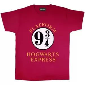 Image of Harry Potter Womens/Ladies Hogwarts Express Boyfriend T-Shirt (M) (Burgundy/White)