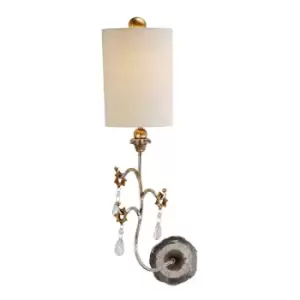 image of Wall Light Sconce Silver & Cream Patina LED E27 60W Bulb