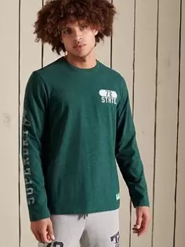 Image of Superdry T&f L/s Top, Green Size XL Men