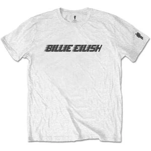 Image of Billie Eilish - Black Racer Logo Mens Large T-Shirt - White