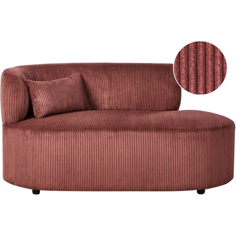 Image of Beliani Left-Hand Chaise Lounge Vanvey Corduroy Red