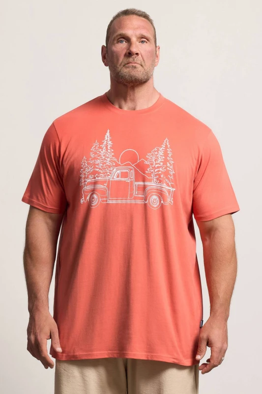 Image of BadRhino BadRhino Men Extra Long Graphic T-Shirt in Coral Size: 7-8X-Large Coral 7-8XL Male 5063853624217