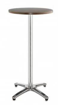 Image of Roma Circular Poseur Table With 4 Leg Chrome Base 600mm - Walnut
