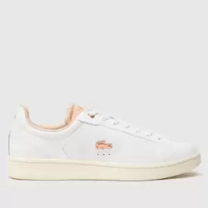 Image of Womens Lacoste Carnaby Pro Leather Trainers Size 3 UK White & Off White