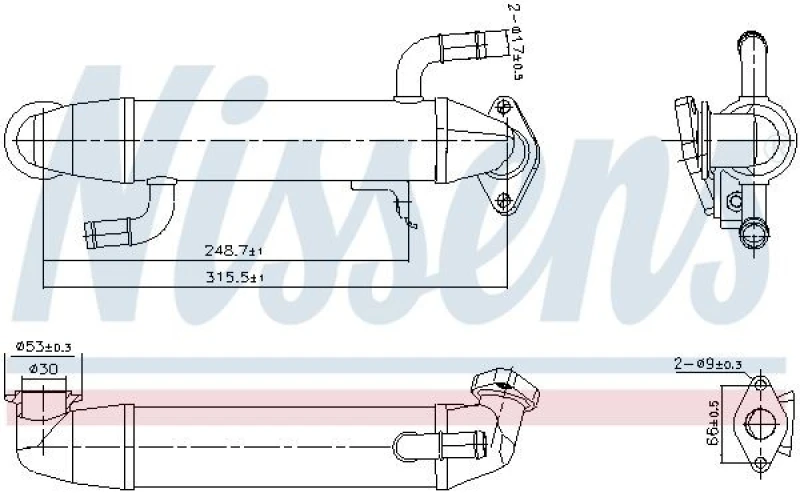 Image of NISSENS 989406 EGR Cooler without sensor, without gaskets/seals Steel EGR Cooler (4032)