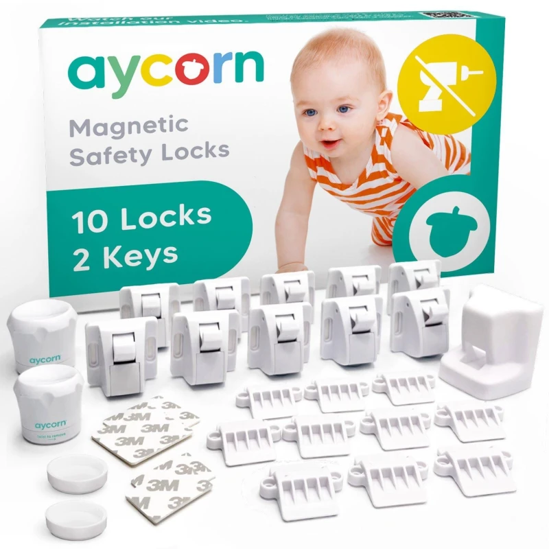Image of Aycorn Baby Safety Proof Magnetic Cupboard Locks - 10 pack Multi unisex
