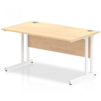 Image of Trexus Rectangular Desk White Cantilever Leg 1400x800mm Maple Ref