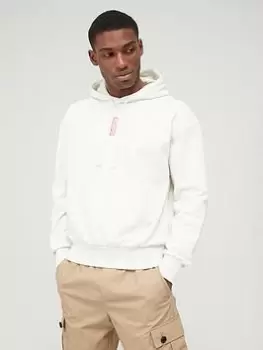 Image of HUGO Diushi Relaxed Fit Hoodie - Cream, Light Green, Size S, Men