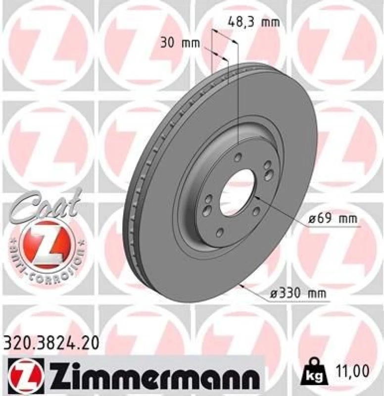 Image of ZIMMERMANN Brake disc ZIMMERMANN 320.3824.20
