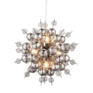 Image of Black Chrome Ceiling Pendant with Tinted Glass Spheres Decorative Light Fitting