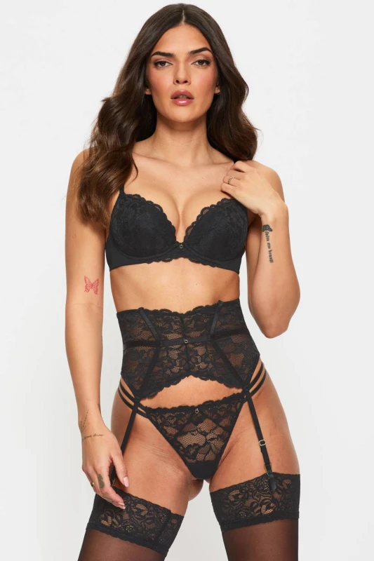 Image of Ann Summers Sexy Lace Padded Plunge 2 Pack Black
