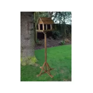 image of Dark Wood Wooden Garden Bird Feeder / Feeding Table