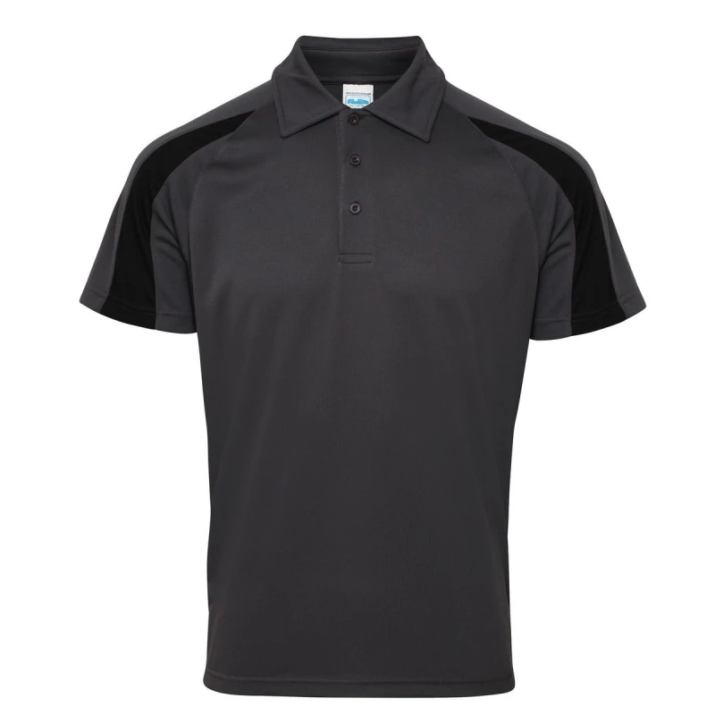 Image of AWDis AWDis Men Just Cool Short Sleeve Contrast Panel Polo Shirt in Charcoal Size: large Charcoal L Male 5057520134765