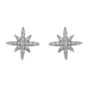 image of Sterling Silver Pave Starburst Star Stud Earrings