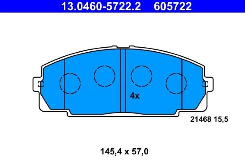 Image of ATE 13.0460-5722.2 Brake pad set excl. wear warning contact Brake Pad Set,disc brake (402)