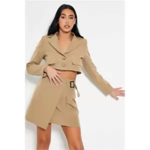 Image of I Saw It First Stone Co Ord Cropped Blazer - Brown