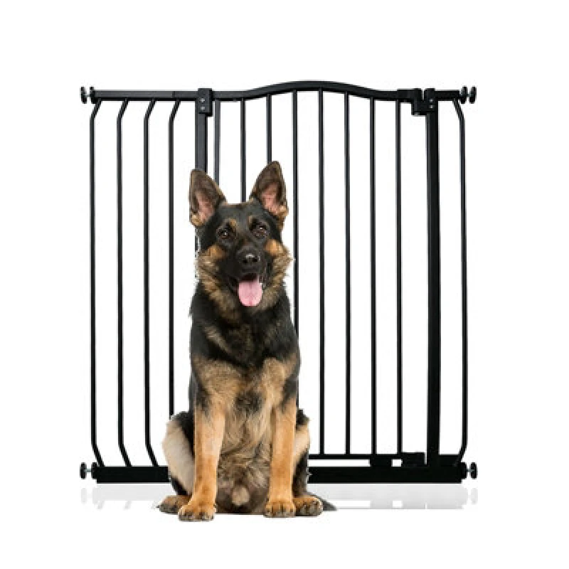 Image of Bettacare Extra Tall Curved Top Dog Gate, 89Cm - 98Cm, Matt Black, Extra Tall 100Cm In Height, Pressure Fit Pet Gate