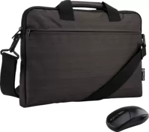 image of PRIZM NB54302M 14" Laptop Bag & Wireless Mouse Bundle, Silver/Grey