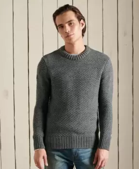 Image of Superdry Mens Jacob Cable Crew Jumper Grey / Zinc Marl - Size: L
