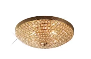 image of Ava Flush Bowl Ceiling 4 Light French Gold, Crystal