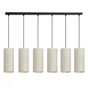 Image of Emibig Bente Black Bar Pendant Ceiling Light with White Fabric Shades, 6x E14