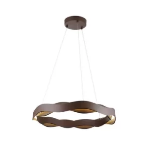 Image of Hello LED Round Circular Ceiling Pendant Painted Rust Mains dimming (LC) 63cm 2300lm 2700K