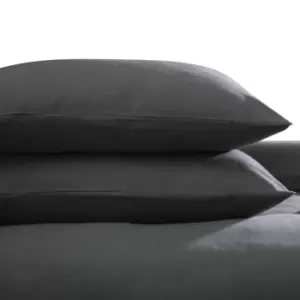 Image of Belledorm Brushed Cotton Housewife Pillowcase (Pair) (One Size) (Charcoal)