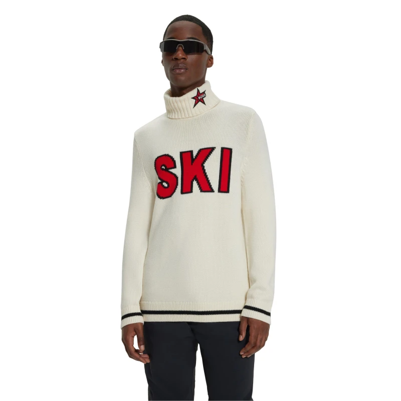 Image of Boss Mens Ribbed Crew-Neck Sweatshirt White male M