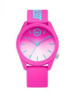 image of Hype Hype Pink And White Ombre Dial Pink And Turquoise Just Hype Print Silicone Strap Kids Watch