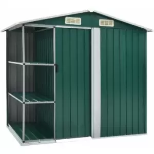 image of Garden Shed with Rack Green 205x130x183cm Iron Vidaxl Green