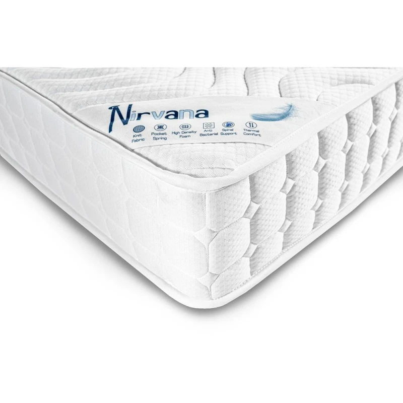 Image of Maxitex Nirvana Pocket Sprung Mattress in White Size: Single White Unisex Single