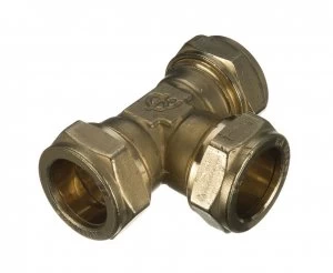 Image of Wickes Brass Compression Equal Tee - 10mm