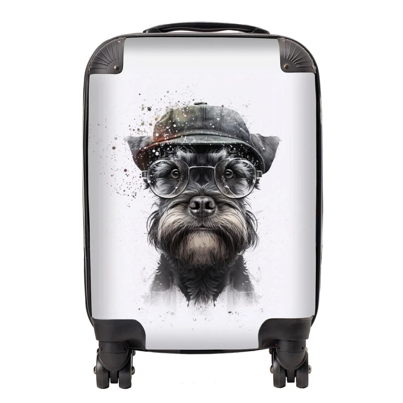 Image of Warren Reed - Designer Miniature Schnauzer Dog Splashart Suitcase Size: Small Multicolor Unisex Small