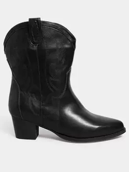 Image of Yours Yours Extra Wide Fit Cowboy Ankle Boot Black, Size 8, Women