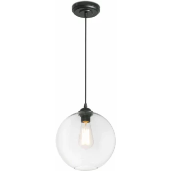 Image of Faro Lighting - Faro Clara - 1 Light Ceiling Pendant Antique Brass with Globe Shade, E27